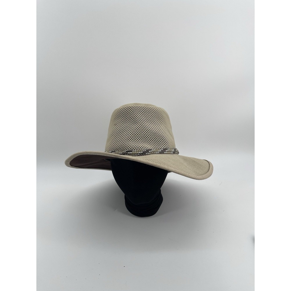 VTG Monterey Bay Cantina Safari Hat Tan Mesh Wide Brim‎ USA Made Outdoor Sun Cap